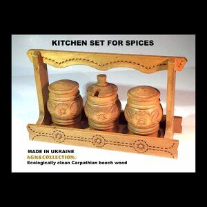 KITCHEN SET FOR SPICES /Ecologically clean Carpathian beech wood